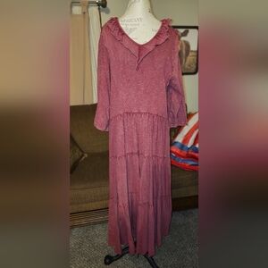 April Cornell Berry Women’s Tiered Skirt Maxi Dress with Pockets